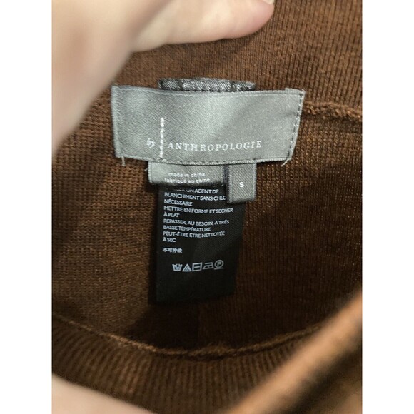 By Anthropologie Wool‎ Wide Leg Crop Pants Front Tie FLAWS Size Small Brown - Picture 6 of 7